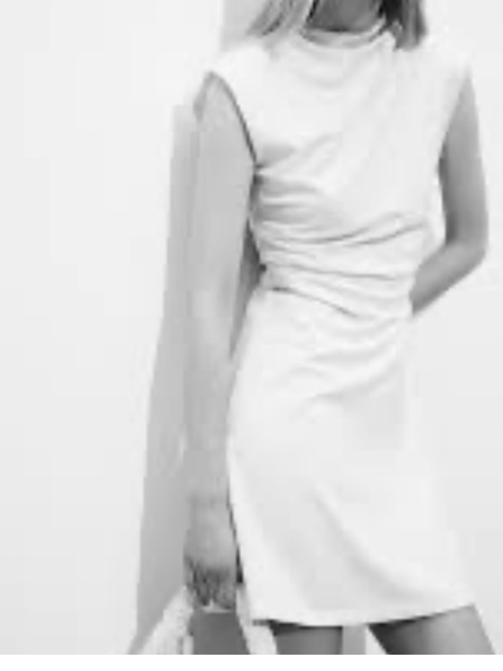 H&M White Sleeveless Mock-Neck Mini Dress